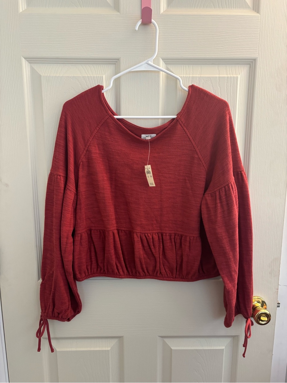 aerie Red Peplum Pullover Sweatshirt NWT S